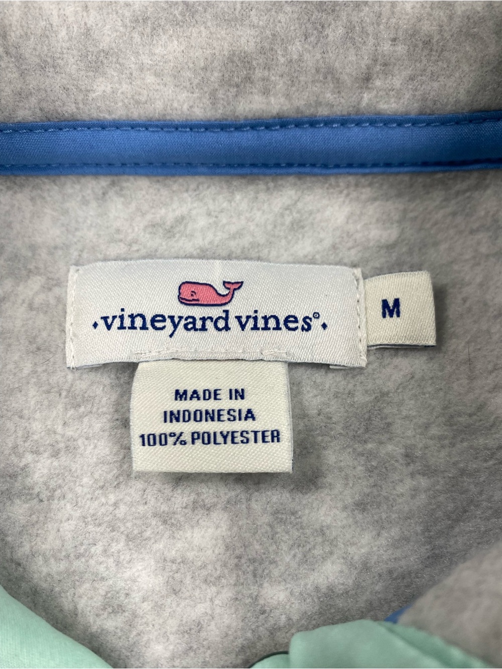 Vineyard Vines Heather Gray Fleece Pullover with Mint Trim NWT - Picture 3 of 9